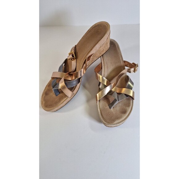 UGG AUSTRALIA ADALIE Metallic Rose Gold/Pewter Sandal Women Sz 10 Narrow Hippie - Picture 1 of 6